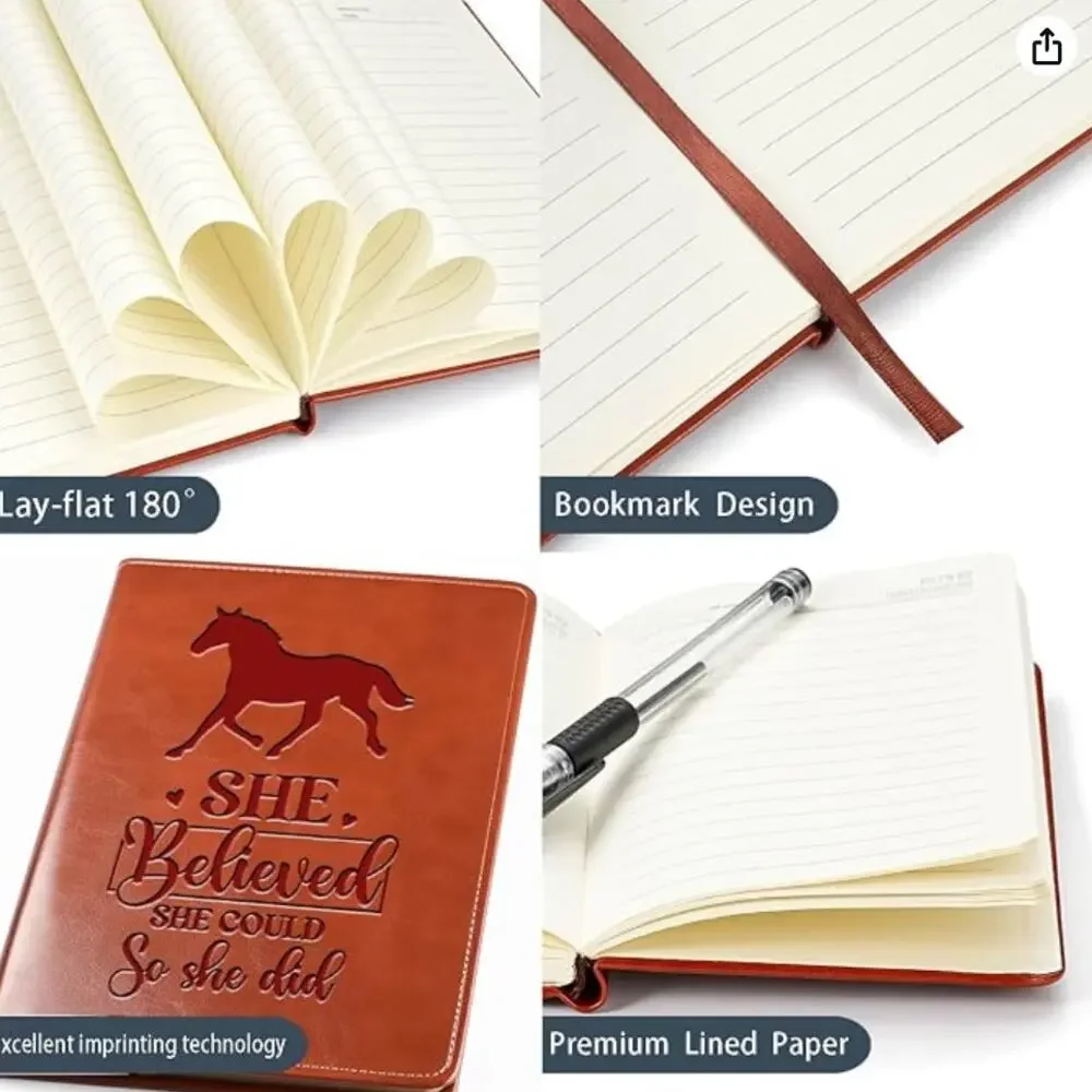 Horse Lovers Gift Leather Journal Notebook for Women *Sealed / Unopened- Brown